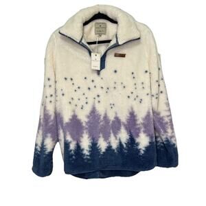 Simply Southern Women’s Sherpa Pullover Fleece Purple Blue White Size Large NWT